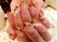 ネイルアンドアイラッシュ ボネール 銀座店(lash Bounail)/パール ヒョウ柄　参考デザイン