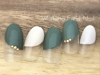 ウィスタリアフィールドネイル MONAD店(WISTARIA FIELD)/グリーン バルーンフレンチ