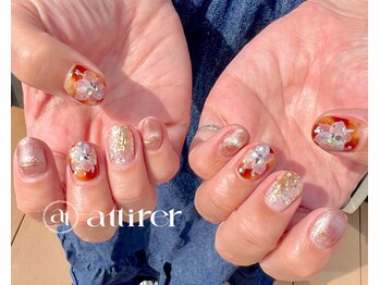 アティレ(attirer)/水彩お花ネイル