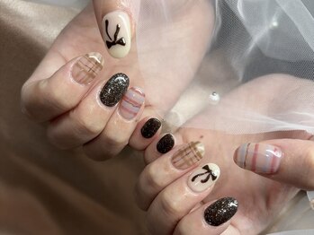 マーメイドネイル(Mermaid Nail)/チェック×リボン