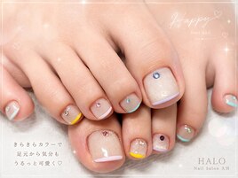 夏カラフルフットネイル