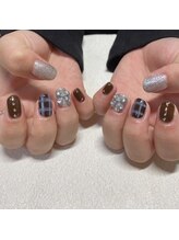 イロ(iro)/チェック柄♪リボンネイル