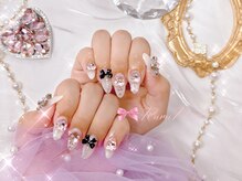 ワンホンネイル 新宿(Rumi Nail)/パーツ付け放題/リボン/リング