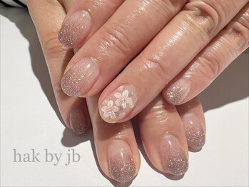 ハク ネイル バイジェービー 稲毛(hak nail byjb)/フラッシュラメグラ＋桜アート