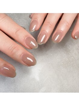 フィーノ ネイル(fino nail)/ワンカラー+ラメライン