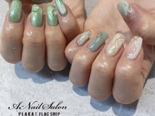 エーネイルサロン プラーカ本店(A-Nail Salon)/グリーンアシメ