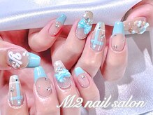 エムズ ネイルサロン(M2)/ブルーチェックワンホンネイル