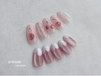 ちゅるピンク×さくらんぼネイル