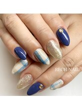 レッシュネイル サロンアンドスクール(RECH NAIL salon&school)/ブルー×チェック