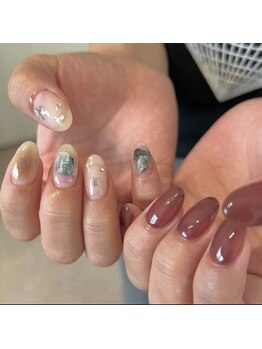 テノテノネイル(tenoteno_nail)/ちぐはぐ片手ワンカラー定額