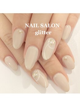 ネイルサロン グリッター(NAIL SALON glitter)/大人シンプルネイル