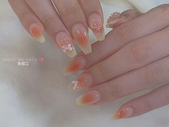 リボン(RIBBON)/【オレンジピンクチークネイル】