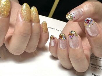 デューネイルスタジオ(dew nail studio)/アシンメトリー ラメ