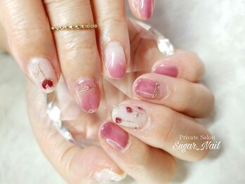 シュガーネイル(sugar nail)/ほわほわお花ネイル