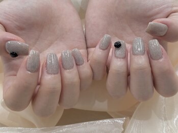 ルレーブ(LE REVE)/ワンカラーネイル×黒い花