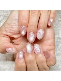 手描き　桜　マグネットネイル