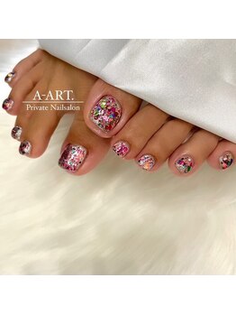 エーアート(A-ART.)/キラキラカラフルフットネイル