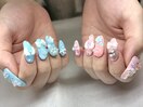 パステル★パーツごてごてネイル