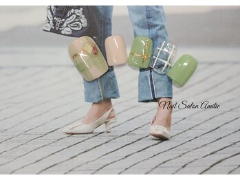 ネイルサロン アミティエ(Nail Salon Amitie)/ニュアンス×チェック＊Foot