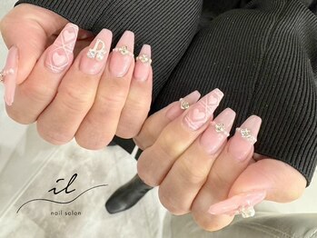 イル 神戸店/ピンク×ストーンネイル