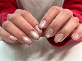 マグネットネイル/赤フレンチ