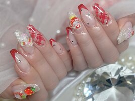 【Ayaka】赤チェックネイル