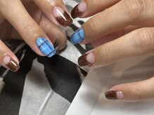 デューネイルスタジオ(dew nail studio)/ブラウン ブルーチェック