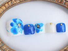 ネイルサロン あかねいろ/春夏フット　フラワー手描き