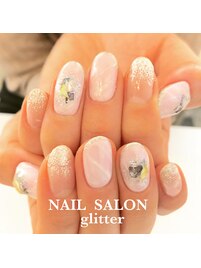 春ピンクシェルネイル