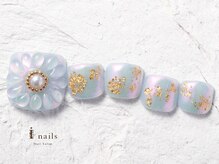 ジェミーネイル エビス(Jemiy nail ebisu)/フットぷっくりお花金箔9980yen