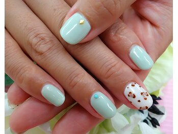 ワンカラー＋２本アート