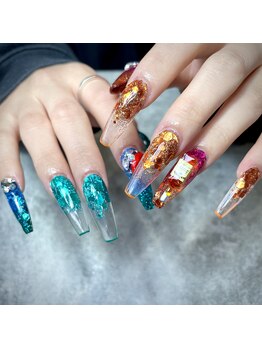 スカルプ夏ネイル