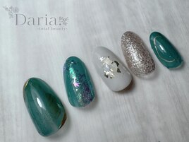 緑　ニュアンス　金箔　きらきら