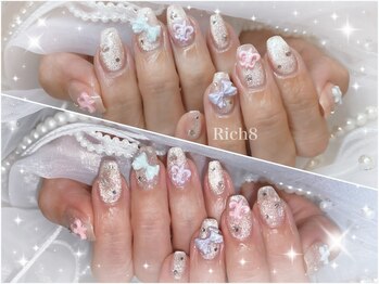 ネイルアンドまつげエクステ リッチエイト 原宿店(Rich8)/パステルクロム×フラッシュマグ