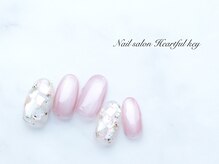 ネイルサロン ハートフルキー(Heartful key)/艶マグ×シェルネイル¥10500