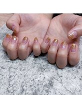 エーナイン イオンモール三川店/オレンジラメのグラデーション