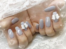 ネイルアンドまつげエクステ リッチエイト 原宿店(Rich8)/くすみブルー＋パーツコース