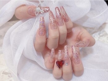 ロングラメハートネイル