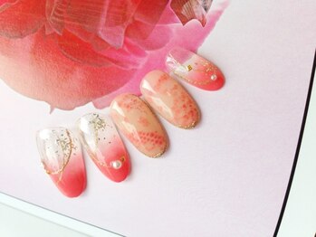 ハプティック/レース×コーラルピンク