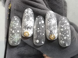 雪ネイルをクリアマットに☆