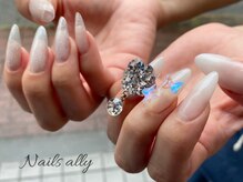 ネイルズアリー 立川店(Nails ally)/ダイアミ×クリアネイル×ロング