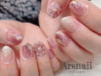 アルスネイル(Ars nail)/ぷくぷくローズカラーネイル
