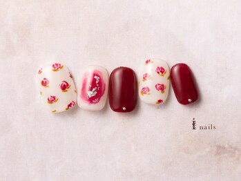 アイネイルズ 横浜EAST店(I-nails)/手書き薔薇アートネイル