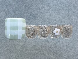 花グリーンチェックラメ¥7000