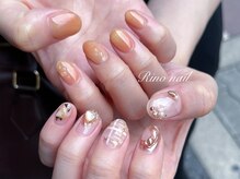 リノ ネイル(Rino nail)/桃ネイル×gold