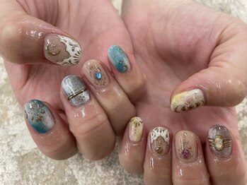 ベーシック ネイルウィザードアカデミー 本厚木店(Basic×NailWizardAcademy)/手書きミラーアート
