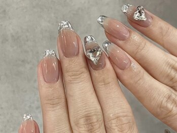 エムプラスネイル 新宿(M+Nail)/長さ出しガラスフレンチ