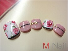 エムネイル(M Nail)/フット手書きアート(バラ)