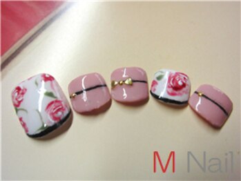 エムネイル(M Nail)/フット手書きアート(バラ)