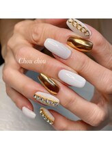 シュシュ(Chou chou)/ホワイト×ゴールドミラー